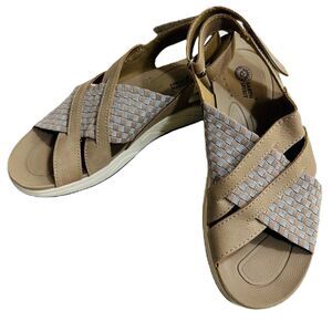 Earth Spirit Beige Vegan Leather Comfort Breathable Strappy Sandals Size 8